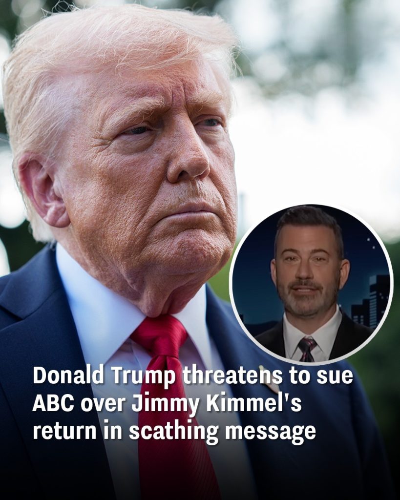Donald Trump threatens to sue ABC over Jimmy Kimmel’s return in scathing message