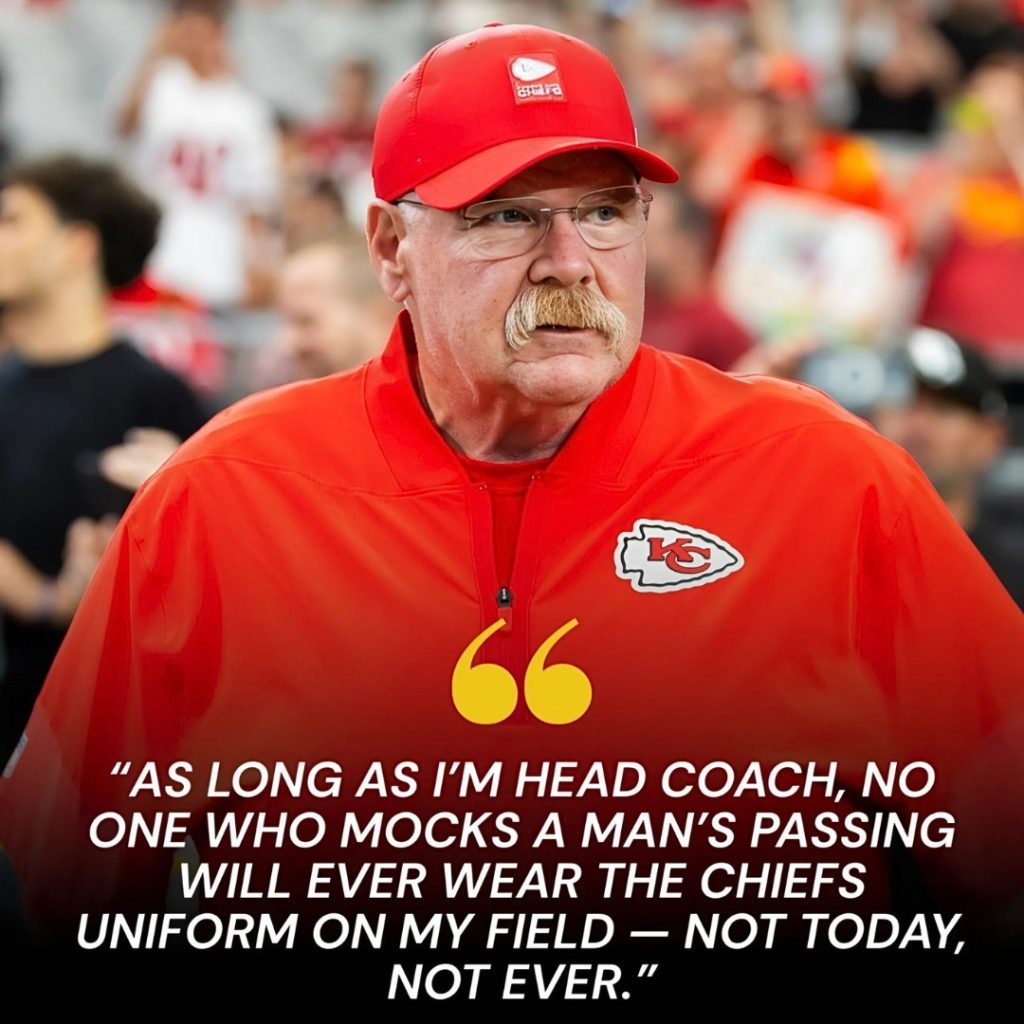 CHIEFS EARTHQUAKE 🔴💛🔥: Head coach Andy Reid drops the hammer by banning a rookie from playing after his outrageous celebration of Charlie Kirk’s p@ssing — Arrowhead Stadium is left stunned, fans erupt in fury, and whispers say Kansas City’s dynasty could be collapsing from within