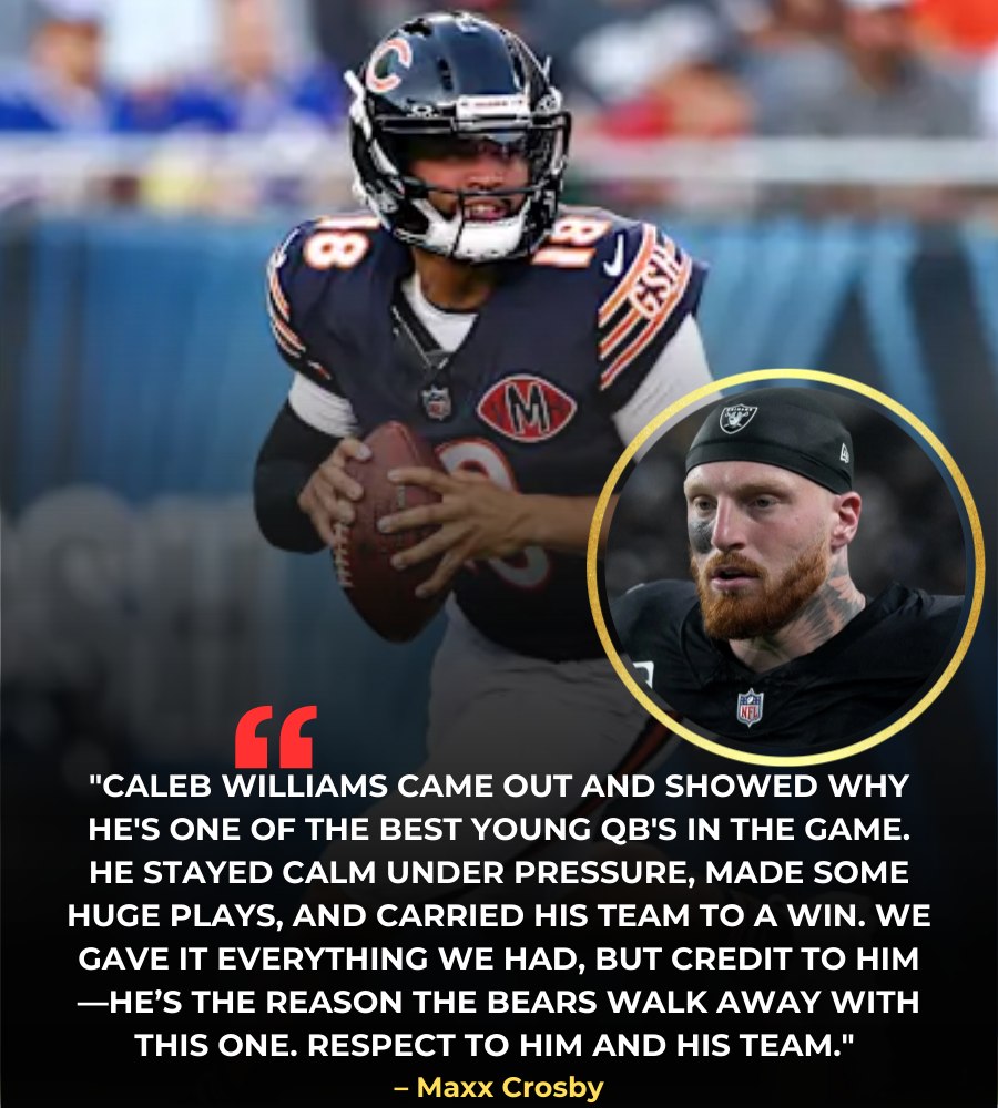 Maxx Crosby Applauds Caleb Williams After Raiders’ Narrow Loss to Bears: A Young Star Shines