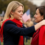 BREAKING NEWS: In an unprecedented move, Karoline Leavitt – the young, passionate star of the Republican Party – announced that she would give away 60,000 free red scarves to the entire crowd at a large rally, while replaying famous quotes and images of Charlie Kirk for 15 minutes before the event began.